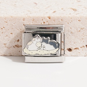 Nuevas llegadas: Pulsera italiana popular con dijes de gato, de acero inoxidable, con dijes de gato, dijes italianos - Product Image 6