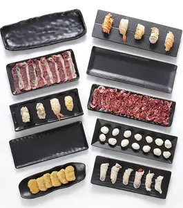 寿司プレートプラスチックトレイ、刺身盛り合わせ料理アジアの家庭とレストランのバーベキュートレイ、メラミンパーティー鍋食器