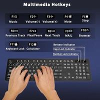 OEM ODM Large Print Backlit Wireless Keyboard 24G Silent Wireless Light Up Keyboard Full Size Computer Keyboard with 7 Colored B