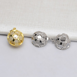 Colgante de Plata S925 con Perla de 11-12 mm, Diseño Personalizado de Cabeza de Jugador de Fútbol, Joyería DIY con Bandeja Vacía, Accesorio 647 - Product Image 2