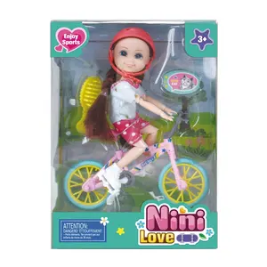 6 Inch lovely doll toys outdoor play themed girl toys fashion doll play set with scooter