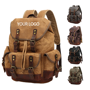 Sac à dos de voyage et de randonnée léger et durable en toile cirée imperméable pour homme, style vintage tendance 2025, avec compartiment pour ordinateur portable en polyester - Product Image 1