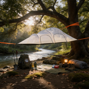 Tente <span class=keywords><strong>d</strong></span>'arbre légère pour 3-4 personnes avec moustiquaire, abri de camping imperméable et coupe-vent pour la randonnée et le trekking en plein air - Product Image 3