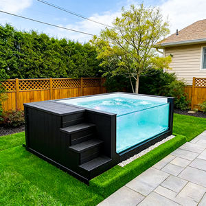 Piscina de Hidromasaje Transparente de Acrílico para Exteriores con Marco de Madera, Cascada, para Jardín, Patio Trasero o Villa - Product Image 1