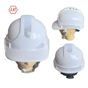 Helm Keselamatan HDPE reflektif, topi keras ventilasi untuk konstruksi dengan pita reflektif