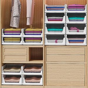 Wardrobe Organizer Stackable <b>Plastic</b> Storage Basket Bin Foldable Clothes Drawer Storage <b>Container</b> - Product Image 6