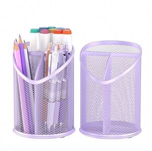 3-Compartment Metal Mesh <b>Pen</b> and Pencil Holder Desk Organizer - Product Image 3