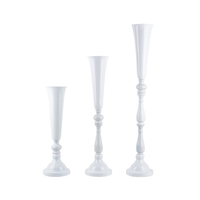 Support floral haut en métal doré, présentoir pour centres de table trompette de mariage, vase trompette à fleurs personnalisable argenté et blanc