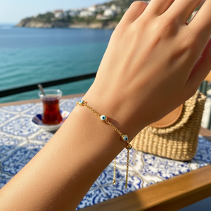 Eye Design <b>Charm</b> <b>Bracelet</b> Shape Turkish Wholesale Handcrafted Trend Women 925 Sterling <b>Silver</b> Jewelry - Product Image 3