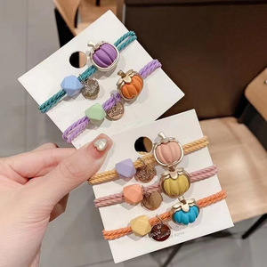 Korean Style Pumpkin Hair Tie Mixed Colors Rhinestone Decor Casual Headdress for Girls - Product Image 4