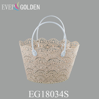 Sacs à main de voyage en dentelle pour filles 38x16x26CM, sacs de plage de week-end, paniers à poignée en tissu polyester écologique, paniers de rangement modernes