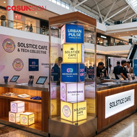 Totem numérique rotatif empilable COSUN à 3 faces avec rotation automatique à 360° pour la publicité au sol dans les centres commerciaux