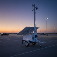 Système de vidéosurveillance solaire mobile ENERGYFIT C680 sur remorque, mât télescopique personnalisable, hauteur 7M/9M, remorquable, IP65