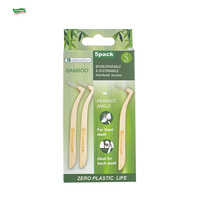 Brosses interdentaires en bambou courbées en forme de L CoralClean pour les espaces étroits, les appareils dentaires, les implants, kit de soins bucco-dentaires écologiques pour adultes, CE