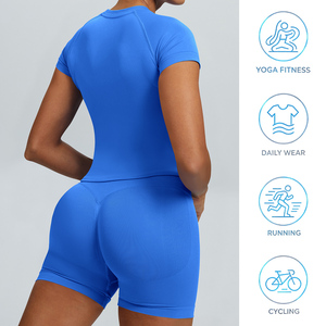 Top Deportivo de Manga Corta para Mujer Más Vendido, Ligero, Transpirable, de Secado Rápido y que Absorbe <span class=keywords><strong>el</strong></span> Sudor, Camiseta sin Costuras para Gimnasio, Fitness y Yoga - Product Image 4