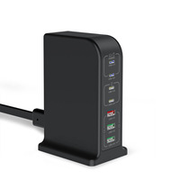 Stasiun Pengisian Daya Multi Perangkat 105W GaN 7 Port 4C3A, Port USB-C hingga 65W, Pengisi Daya Desktop 20W untuk iPhone dan Laptop