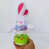 Pot à bonbons et friandises en peluche Lapin de Pâques, figurines en peluche avec boîte de collection, décoration de fête, bonbons au chocolat