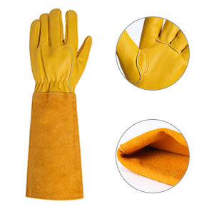 Guantes de piel de vaca y vaca para mujer, manguitos amarillos de manga larga, transpirables, de poda y deshierbe, 3D de malla, personalizados, para jardinería, novedad - Product Image 4