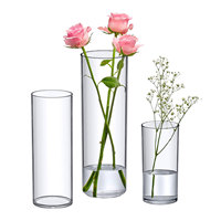 Vases cylindriques transparents personnalisés en acrylique pour centres de table de mariage, décorations d'intérieur, ornements de bureau