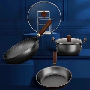 Ensemble de casseroles en fonte iodée Velo Wensan Lunshan, wok de 32 cm, casserole de 28 cm, poêle de 24 cm, durable, compatible four, lavage à la main uniquement - Product Image 1