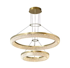 Zèle Éclairage Creative Composé Or Cristal Anneau LED Lustre suspendu cercle pendentif lumière - Product Image 6