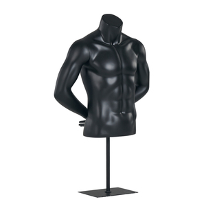 Maniquí Masculino de Medio Cuerpo, Negro, de Fibra de Vidrio, Económico, para Exhibición de Ropa - Product Image 3