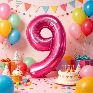 Party Love Made from sturdy foil that resists tearing and maintains its shape Balloon Numero Fuchsia N9 100cm 12 pcs Bag - Product Image 6
