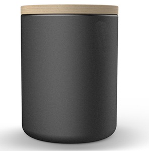 Deluxe <span class=keywords><strong>nero</strong></span> <span class=keywords><strong>opaco</strong></span> rivestimento in metallo contenitore con coperchio in legno di bambù ermetico, secchio per la conservazione degli alimenti - Product Image 1