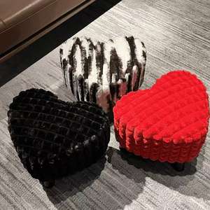 Tabouret de maison style automne/hiver, tissu et cuir, design en forme de cœur, <span class=keywords><strong>banc</strong></span> à chaussures pour salon/entrée - Product Image 1