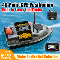 Bateau de pêche télécommandé GPS 500M en fibre de carbone avec 3 compartiments, retour à une touche, sonar, détecteur de poissons intelligent, RC, 4 heures d'autonomie, 2kg de capacité de pêche