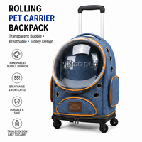 Sac à dos de transport pour chat portable avec roulettes amovibles, grand sac de voyage transparent pour animaux de compagnie avec trous de ventilation