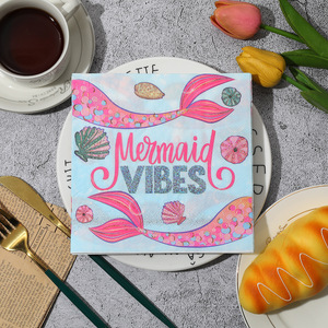 Mermaid Print Paper Napkins 330mm Disposable For Themed Party Use - Product Image 3