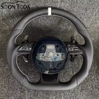 Volant de voiture en cuir pleine fleur blanc avec bande supérieure et fond plat, en stock, pour Audi S4 2010, S3 8V, A3, SQ5, A4 B9, A7, A6 C7, A3, Q5, Q7