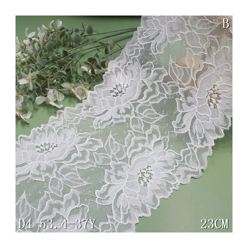 Guarnição floral do laço do estiramento branco do fabricante profissional 23cm do laço para o roupa interior