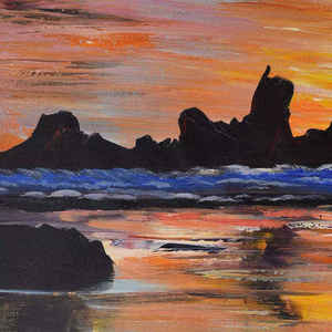 Peintures à l'huile abstraites impressionnistes faites à la main, décor de salon ou de bureau, <span class=keywords><strong>paysage</strong></span> de coucher de soleil sur la <span class=keywords><strong>mer</strong></span> et les montagnes, personnalisable, simple, <span class=keywords><strong>paysage</strong></span> marin - Product Image 6