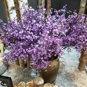 El más vendido Boda Decoración colorida Flor de seda colgante Gypsophila Seda Blanco Púrpura Babysbreath Flores artificiales