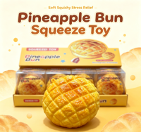 Jouet Squishy Réaliste en Forme de Pain Ananas, Simulation de Pain de Boulangerie, Jouet Sensoriel Anti-Stress à Rebond Lent et Doux