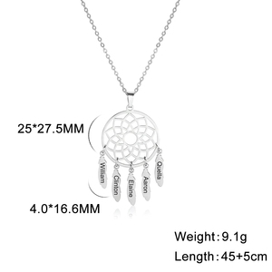 <span class=keywords><strong>Atrapasueños</strong></span> con forma <span class=keywords><strong>de</strong></span> campanas <span class=keywords><strong>de</strong></span> viento, grabado <span class=keywords><strong>de</strong></span> acero inoxidable, collar con nombre múltiple personalizado, colgantes, regalos <span class=keywords><strong>de</strong></span> joyería para la familia - Product Image 5