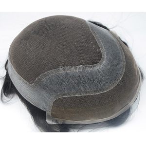 Sistema di Sostituzione <span class=keywords><strong>Capelli</strong></span> Indiani Remy per Uomo, <span class=keywords><strong>Toupet</strong></span> Fatto a Mano in <span class=keywords><strong>Capelli</strong></span> Umani con Base in Pizzo Svizzero - Product Image 3