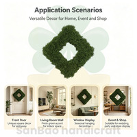 Guirlande carrée artificielle en rotin 42 cm, feuilles de cyprès, fausse verdure pour décoration de mariage, fête à domicile, décoration murale ou à suspendre à la porte
