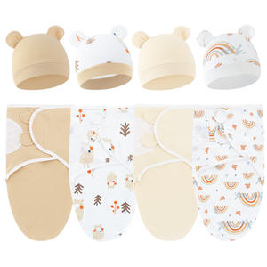 Ensemble d'emmaillotage original imprimé de dessin animé mignon en coton biologique de haute qualité pour hommes et femmes, sac de couchage essentiel pour bébé - Product Image 4