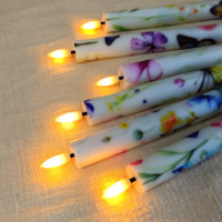 Papillon coloré imprimé fleuri LED bougie conique sans flamme scintillement télécommande lumières 3 pièces personnalisé élégant Eco décor à la maison