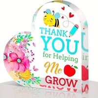Plaque cadeau pour enseignant en acrylique transparent de haute qualité, impression personnalisée colorée, inscription « Meilleur enseignant de tous les temps » pour la décoration de bureau