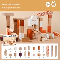 Onshine mainan Puzzle blok bangunan, mainan Puzzle blok bangunan jalur marmer kayu alam tak terbatas untuk anak usia 5 sampai 7 tahun