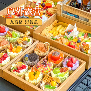 Nine Compartment Picnic <b>Box</b> Rectangle Disposable Food Packaging For Outdoor Camping Dessert Fruit Storage - Product Image 1