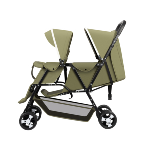 Passeggino Gemellare Leggero in Lino <span class=keywords><strong>e</strong></span> Tessuto Oxford, Pieghevole, con Telaio in Metallo <span class=keywords><strong>e</strong></span> Design Compatto - Product Image 1