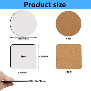 Posavasos Sublimables con Base de Corcho, MDF, Corcho, Almacén en EE. UU., Posavasos de Madera Personalizados para Bebidas, Cuadrados, Redondos, en Blanco - Product Image 3