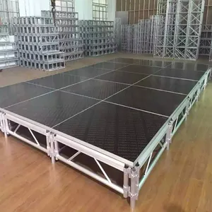 Djブースコンサート/イベント用の工場カスタマイズアルミニウムステージブラックレッド円形長方形ステージ