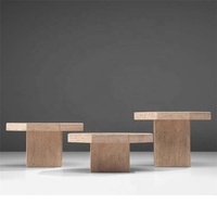 Ovale extérieur pierre naturelle racine sculpture table à thé italie moderne grand rond designer luxe centre travertin table basse