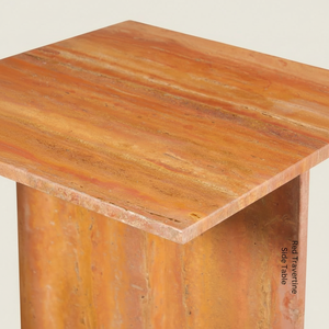 โต๊ะข้างเตียงหินอ่อนสีแดงทรงสี่เหลี่ยมทันสมัย ดีไซน์หรูหราสำหรับห้องนอน สไตล์ฟาร์มเฮาส์มินิมอล - Product Image 1